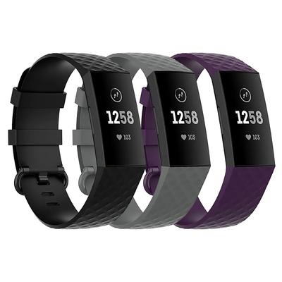 3 Pack Watch Band for Fitbit Charge 4 / Charge 3 / Charge 3 SE Silicone Replacement Strap Soft Elastic Breathable Sport Band Wristband