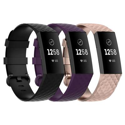 3 Pack Watch Band for Fitbit Charge 4 / Charge 3 / Charge 3 SE Silicone Replacement Strap Soft Elastic Breathable Sport Band Wristband