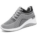 Women's Sneakers Pink Shoes Height Increasing Shoes Flyknit Shoes Outdoor Daily Color Block Summer Hidden Heel Round Toe Sporty Casual Minimalism Running Walking Tissage Volant Lace-up Black Pink Grey