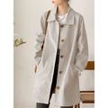 Women's Trench Coat Single Breasted Lapel Overcoat Fall Windproof Warm Jacket Streetwear Outerwear Long Sleeve Winter Jacket Black M