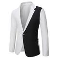 Men's Jacket Blazer Wedding Party Evening Patchwork Spring Fall Color Block Party Casual Flat collar Thin Regular Slim Black White Red Jacket