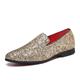 Men's Loafers Slip-Ons Novelty Shoes Comfort Shoes Driving Loafers Glitter / Sequin Wedding Casual Party Evening Walking Shoes Paillette Leather Glitter Black Silver Gold Fall Spring / Sparkling