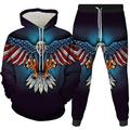 Independence Day Mens Graphic Hoodie Tracksuit Hoodies Set Black White Red Royal Blue Hooded Eagle 2 Piece Print Sports Outdoor Casual 3D Basic The Native American Purple And Pants With On Th