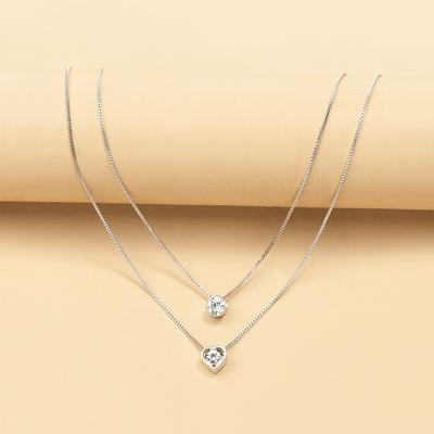 1PC Chain Necklace Layered Necklace For Women's Crystal Clear Wedding Party Evening Daily Crystal Alloy Heart