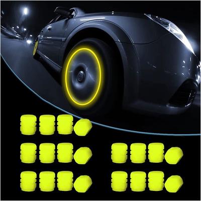 16 PCS Fluorescent Tire Valve Stem Caps, Car Wheel Air Valve Covers Luminous Car Exterior Accessories Cool Noctilucous for Car, Bicycle, Motorcycle, SUV, Truck and Bike