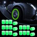 16 PCS Fluorescent Tire Valve Stem Caps, Car Wheel Air Valve Covers Luminous Car Exterior Accessories Cool Noctilucous for Car, Bicycle, Motorcycle, SUV, Truck and Bike