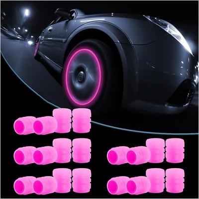 16 PCS Fluorescent Tire Valve Stem Caps, Car Wheel Air Valve Covers Luminous Car Exterior Accessories Cool Noctilucous for Car, Bicycle, Motorcycle, SUV, Truck and Bike