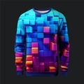 Graphic Geometic Men's Fashion 3D Print Golf Pullover Sweatshirt Holiday Vacation Going out Sweatshirts Blue Dark Blue Long Sleeve Crew Neck Print Spring Fall Designer Hoodie Sweatshirt