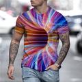 Men's T shirt Tee Tee Graphic Optical Illusion Round Neck Green / Black Light Green Pink Red Purple 3D Print Daily Short Sleeve Print Clothing Apparel Exaggerated Basic