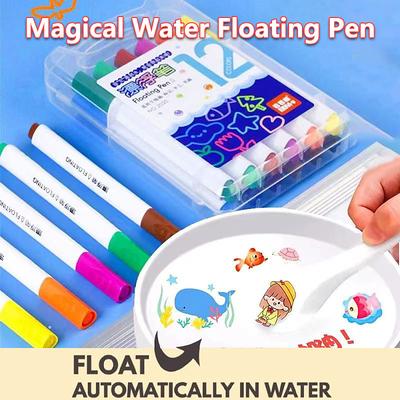 Magical Water Painting Pen, 12 Colors Magic Floating Ink Pen Kit Set, Erasing Whiteboard Markers, Doodle Water Pens Great Idea For Kids Boys Girls Adults
