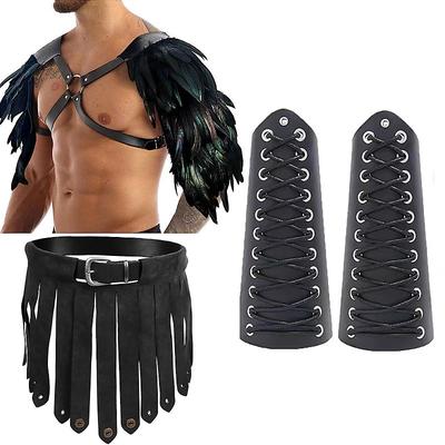 Retro Vintage Punk Gothic Medieval Armor Outfits Viking Celtic Knight Valhalla Men's Halloween Masquerade Carnival Performance Gay Club Adults' Skirts Shoulder Armor Wrist Brace