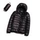 Women's Parka Quilted Coat Cropped Puffer Jacket Lightweight Winter Coat Thermal Warm Windproof Zipper Hooded Coat with Pocket Packable Casual Jacket Long Sleeve Fall Outerwear Navy Black Pink Khaki