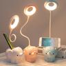 Creative Cute Pet Elephant Animal LED Desk Lamp USB Charging Plug-in Dual-use 3-color Dimmable Learning Accessories Bright Cute Bedside Lamp Learning Desk Lamp Night Light