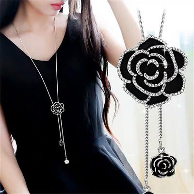 Korean Version Of Autumn And Winter Crystal Sweater Chain Necklace Wholesale High-end Women's Long Chain Versatile Tassel Pearl Pendant With Accessories