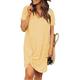 Women's T Shirt Dress Casual Dress T Shirt Dress Tee Dress Plain Ruched Loose V Neck Mini Dress Fashion Basic Outdoor Street Short Sleeve Loose Fit Yellow Pink Blue Summer Spring S M L XL XXL