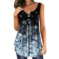 Women's Tank Top Henley Shirt Camis Tunic Floral Pink Blue Purple Button Flowing tunic Print Sleeveless Holiday Weekend Streetwear Tunic Casual V Neck Regular Fit