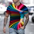 Men's T shirt Tee Tee Graphic Optical Illusion Round Neck Green / Black Light Green Pink Red Purple 3D Print Daily Short Sleeve Print Clothing Apparel Exaggerated Basic