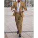 Men's Linen Suits Beach Wedding Summer Suits Solid Colored 2 Piece Tailored Fit Single Breasted Two-buttons Light Blue Khaki 2024