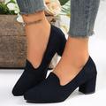 Women's Heels Pumps Slip-Ons Plus Size Wedding Party Office Solid Color Block Heel Round Toe Elegant Vintage Fashion PU Loafer Black Blue