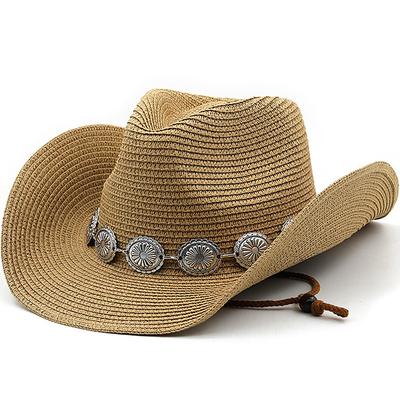 Women's Cowboy Hats Metal Carving Band Western Hats