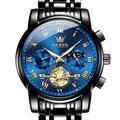 OLEVS Men Quartz Watch Fashion Casual Wristwatch Moon phase Luminous Calendar Chronograph Stainless Steel Watch