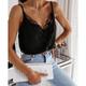 Women's Tank Top Going Out Tops Summer Tops Camisole Black White Plain Patchwork Lace Trims Sleeveless Daily Holiday Streetwear Basic Sexy V Neck Regular S