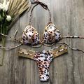 Women's Swimwear Bikini 2 Piece Normal Swimsuit Open Back Cut Out Sexy Leopard Color Block Strap Vacation Sexy Bathing Suits