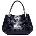Women's Satchel Top Handle Bag PU Leather Formal Office Career Crocodile Black Dark Red Dark Blue