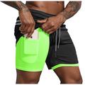 Men's Running Shorts Gym Shorts Drawstring 2 in 1 Bottoms Outdoor Athletic Breathable Moisture Wicking Sweat wicking Yoga Gym Workout Running Sportswear Activewear Cobalt Blue Navy fluorescent green
