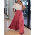 Women's Two Piece Dress Set Casual Dress Skirt Set Swing Dress Outdoor Date Fashion Streetwear Pocket Long Dress Maxi Dress One Shoulder Half Sleeve Plain Regular Fit Pink Summer Spring S M L XL XXL