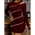 Women's Black Dress Party Dress Cocktail Dress Mini Dress Black Wine Army Green Long Sleeve Pure Color Cut Out Fall Winter Autumn Crew Neck Fashion Winter Dress Wedding Guest Vacation 2023 S M L XL