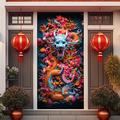 Chinese New Year Dragon Door Covers Door Tapestry Door Curtain Decoration Backdrop Door Banner for Front Door Farmhouse Holiday Party Decor Supplies