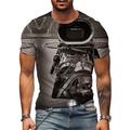 Men's T shirt Tee Machine Round Neck Silver Black / White Black / Gray Black Brown 3D Print Outdoor Street Short Sleeve Print Clothing Apparel Sports Fashion Designer Sportswear