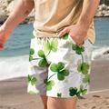 St Paddys St.Patrick's Day Shamrock Luck Men's Resort 3D Printed Board Shorts Swim Shorts Swim Trunks Pocket Drawstring with Mesh Lining Comfort Breathable Holiday Beach Short S TO 3XL