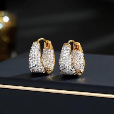 Women's Zircon Hoop Earrings Fine Jewelry Classic Drop Precious Stylish Simple Earrings Jewelry Gold For Gift Festival 1 Pair