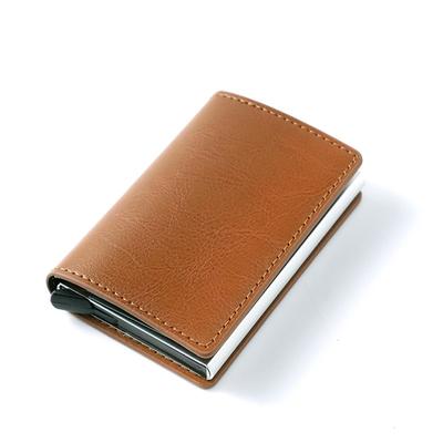 8-cards Men's Wallet Card Holder, Minimalist, RFID Anti-theft Scan Pop-up Aluminum Alloy Card Box