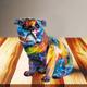 Graffiti French Bulldog Sculpture Animal Dog Statue Art Figurine Home Decoration for Living Room Bedroom Book Shelf TV Cabinet Desktop Decor Table Centerpieces Ornaments