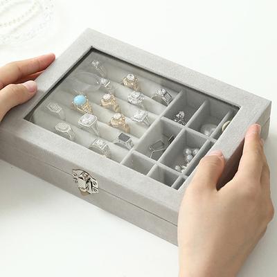 1PC Large Capacity Velvet Jewelry Box New Rings Necklaces Earrings Earrings Storage Box High-end Sense Organizing Box Dustproof Box