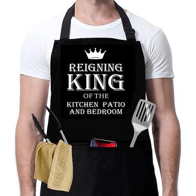 BBQ Black Chef Apron For Women and Men, Kitchen Cooking Apron, Personalised Gardening Apron, Grill Master, Adjustable with Pocket Waterproof Oil Proof