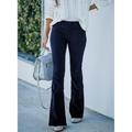 Women's Dress Pants Bootcut Pants Trousers Corduroy Plain Full Length Micro-elastic Medium Waist Fashion Casual Weekend claret Black S M