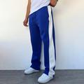 Men's Sweatpants Straight Leg Sweatpants Pleated Pants Patchwork Side Stripe Elastic Waist Color Block Comfort Breathable Casual Daily Holiday Sports Fashion Black Blue