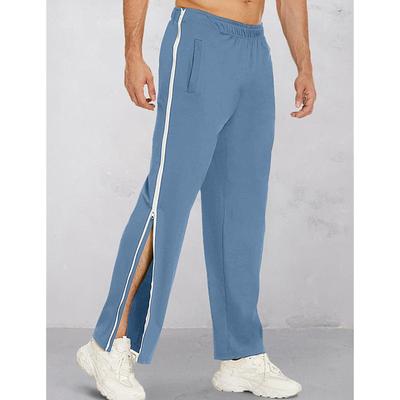 Men's Sweatpants Joggers Tear Away Pants Trousers Straight Leg Sweatpants Zipper Drawstring Elastic Waist Color Block Comfort Breathable Casual Daily Holiday Sports Fashion Black Blue Micro-elastic