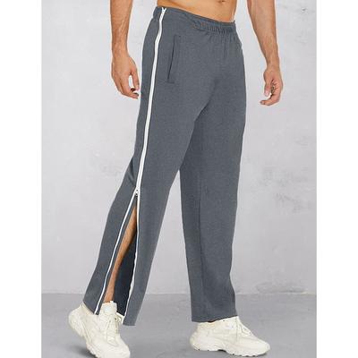 Men's Sweatpants Joggers Tear Away Pants Trousers Straight Leg Sweatpants Zipper Drawstring Elastic Waist Color Block Comfort Breathable Casual Daily Holiday Sports Fashion Black Blue Micro-elastic