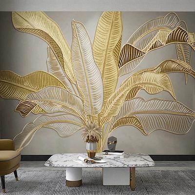 Cool Wallpapers Beautiful Nature Wallpaper Wall Mural Wall Sticker Self-adhesive Dazzling Golden PVC/Vinyl Suitable For Living Room Bedroom Restaurant Hotel Wall Decoration Art Home Decor