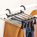 Foldable Hangers for Clothes Hanging Multi-Layer Multi Purpose Pant Hangers for Wardrobe Magic Foldable Hanger Space Saving 5 in 1 Rack Stainless Steel Cloth Hanger for Trousers, Jeans