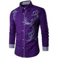 Men's Shirt Patterned Collar Shirt Collar Daily Long Sleeve Tops Business Casual Daily Office / career White Black Purple Party Wedding