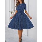 Women's Midi Dress Casual Dress Summer Dress Streetwear Vacation Street Holiday Regular Fit Polka Dot Short Sleeve Crew Neck Black Red Blue Green Summer