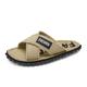 Men's Slippers Flip-Flops Slippers Fashion Sandals Flip-Flops Beach Slippers Casual Beach Daily Canvas Breathable Loafer Black Khaki Gray Summer Spring