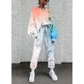 Women's Sweatshirt Tracksuit Pants Sets Tie Dye Going out Casual Daily Drawstring Print White Long Sleeve Streetwear Cinched Crew Neck Fall Winter