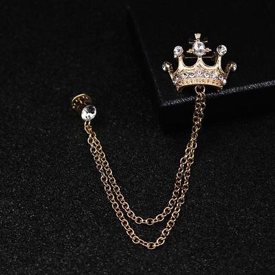 Men's Cubic Zirconia Brooches Stylish Link / Chain Elegant Fashion British Brooch Jewelry Silver Gold For Daily Evening Party